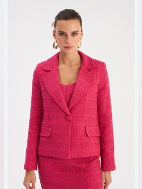 Planet Pink Tweed Blazer Jacket